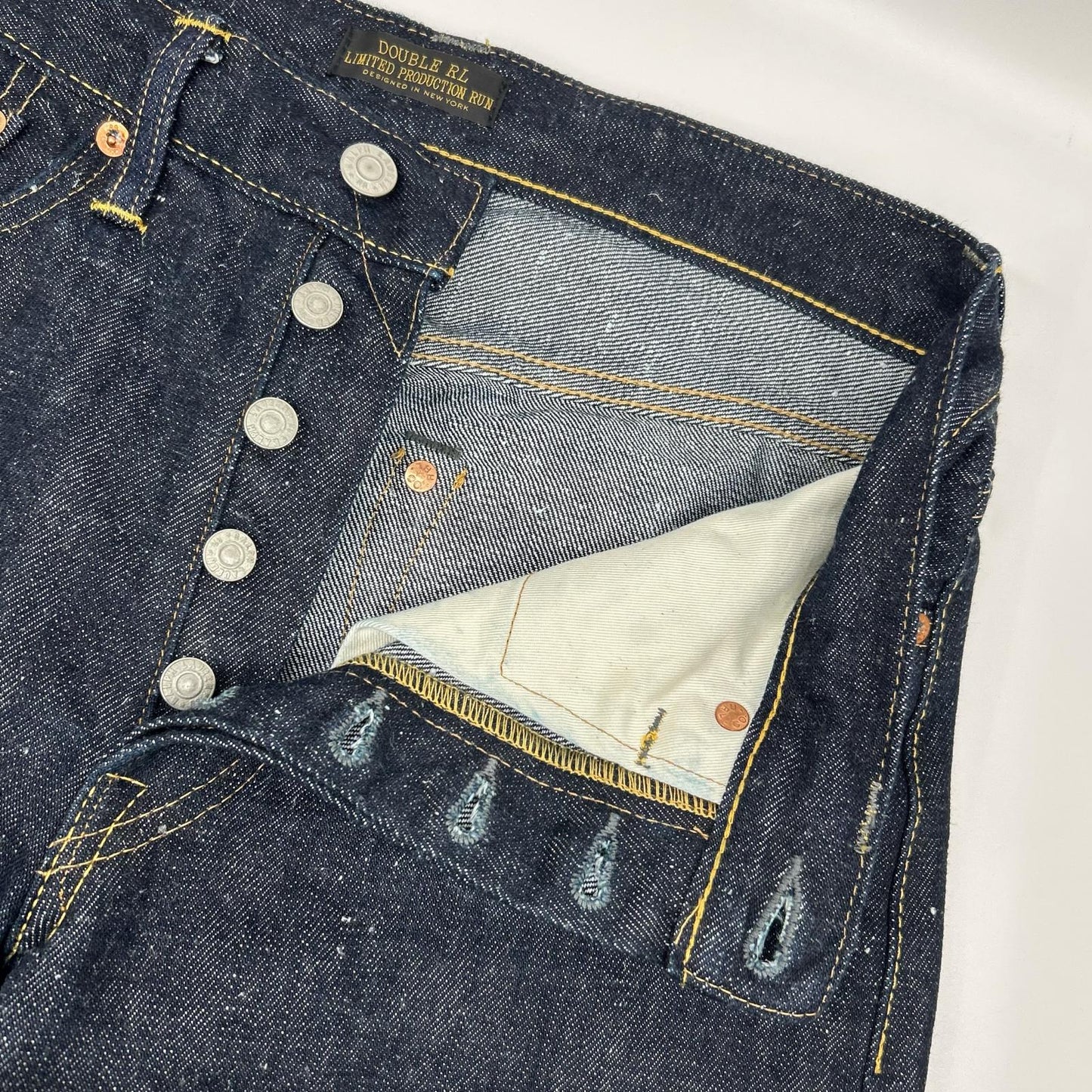 RRL ダブルアールエル 782972022001 インディゴ Limited-Edition ストレートリジットジーンズ ボタンフライデニムパンツ ボトムス