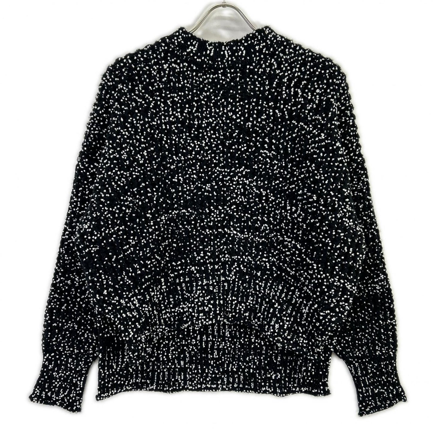 JILSANDER ジルサンダー JSPP754085 ブラック×ホワイト ドット柄 サイドスリット ロングスリーブニット トップス