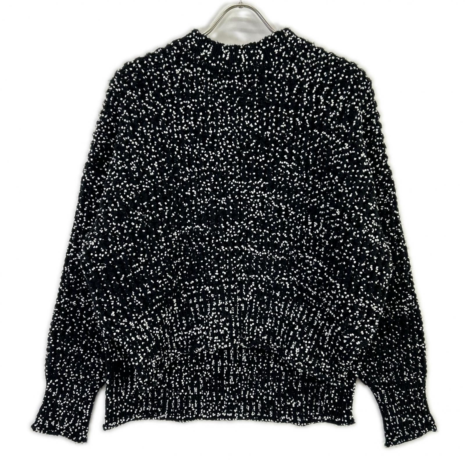JILSANDER ジルサンダー JSPP754085 ブラック×ホワイト ドット柄 サイドスリット ロングスリーブニット トップス