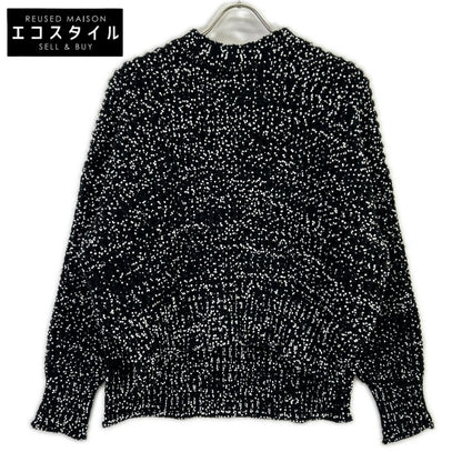 JILSANDER ジルサンダー JSPP754085 ブラック×ホワイト ドット柄 サイドスリット ロングスリーブニット トップス