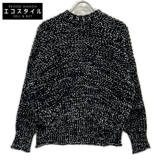 JILSANDER ジルサンダー JSPP754085 ブラック×ホワイト ドット柄 サイドスリット ロングスリーブニット トップス