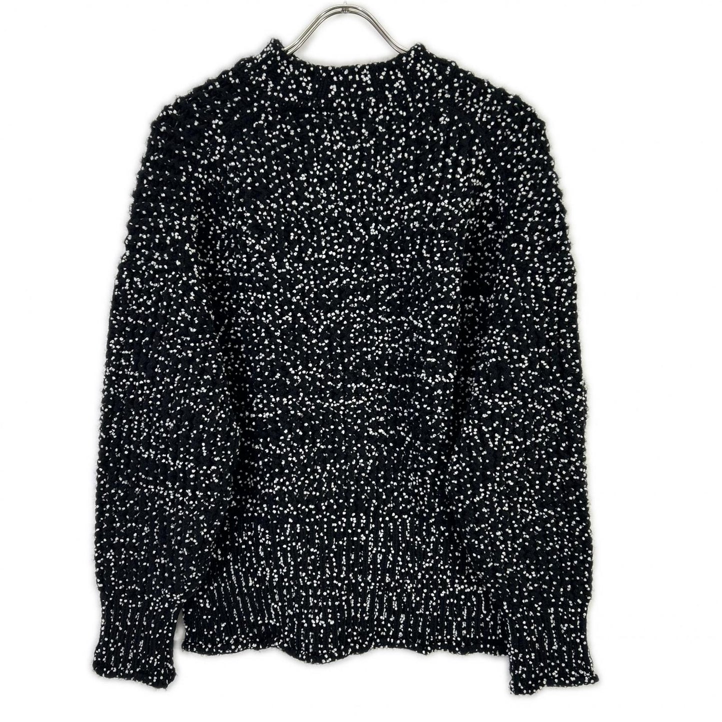 JILSANDER ジルサンダー JSPP754085 ブラック×ホワイト ドット柄 サイドスリット ロングスリーブニット トップス