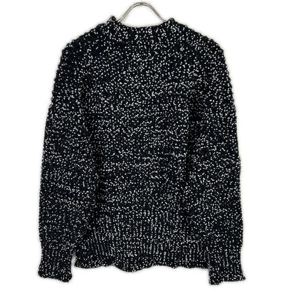 JILSANDER ジルサンダー JSPP754085 ブラック×ホワイト ドット柄 サイドスリット ロングスリーブニット トップス