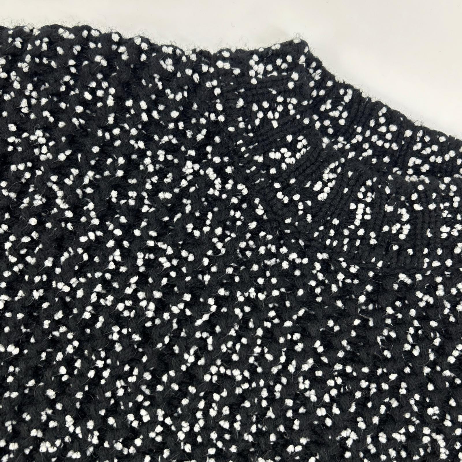 JILSANDER ジルサンダー JSPP754085 ブラック×ホワイト ドット柄 サイドスリット ロングスリーブニット トップス