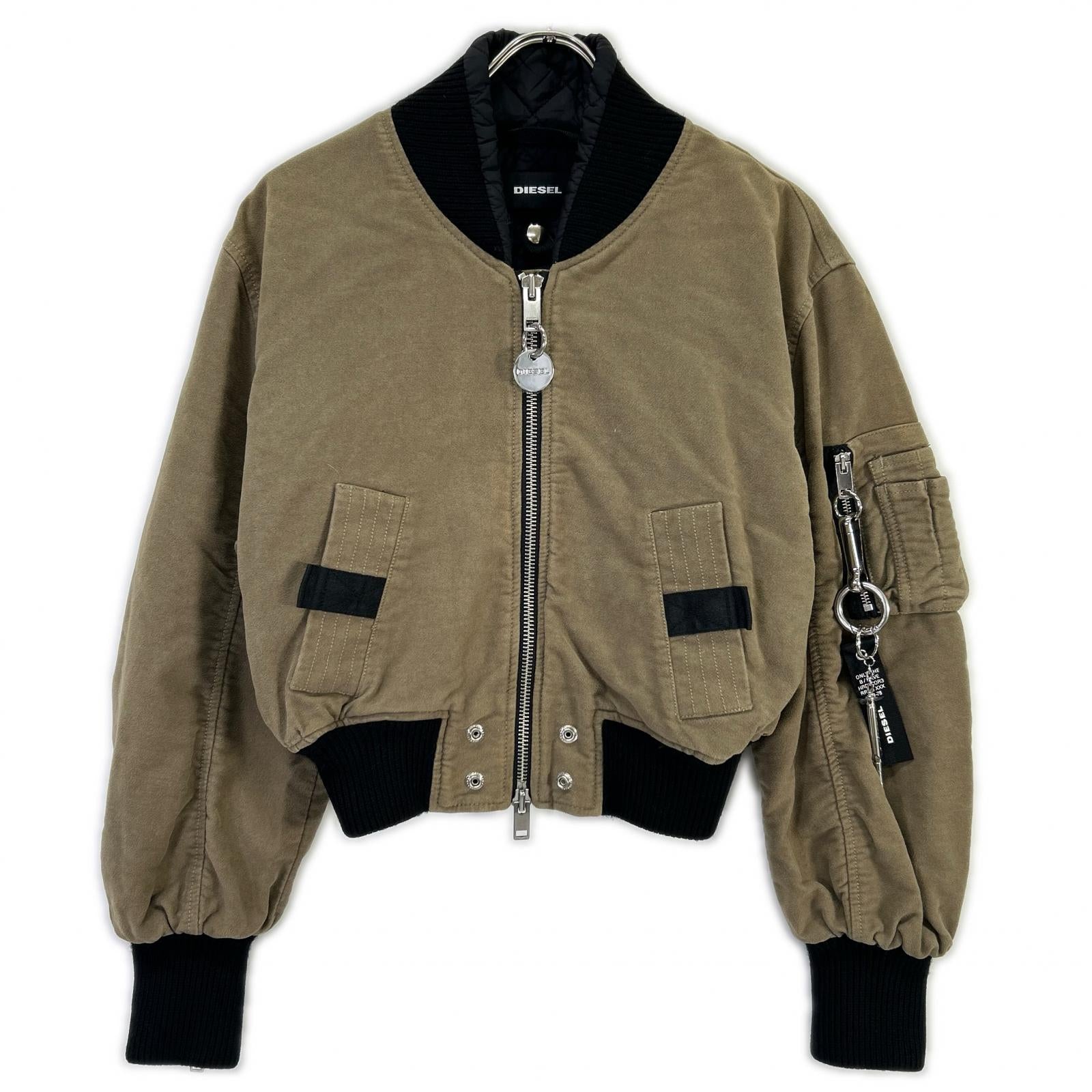 DIESEL ディーゼル ブラウン ジッパーデザイン クロップド ジャケット ジャケット