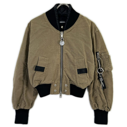 DIESEL ディーゼル ブラウン ジッパーデザイン クロップド ジャケット ジャケット