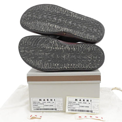 MARNI マルニ レザー クロスストラップ FUSSBETT SANDAL/フスベットサンダル シューズ レディース ブラック×ストーンホワイト 36 シューズ