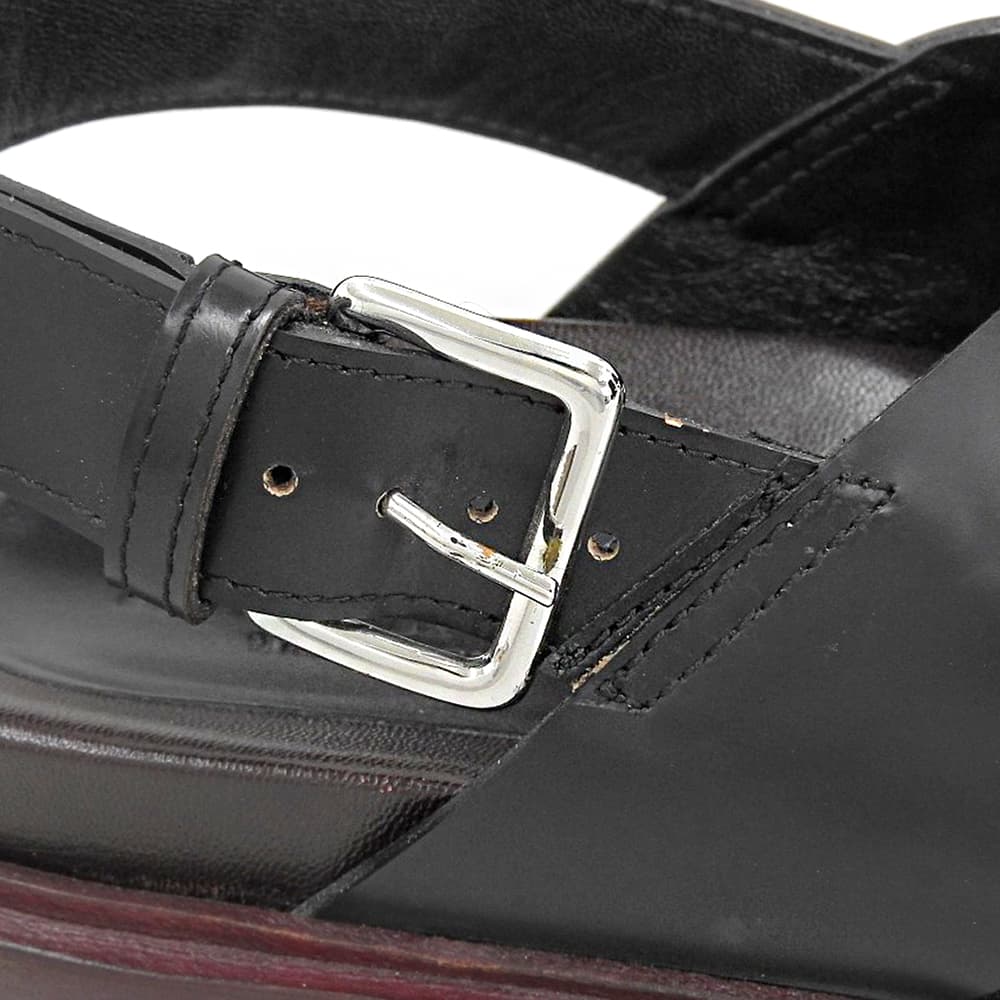 MARNI マルニ レザー クロスストラップ FUSSBETT SANDAL/フスベットサンダル シューズ レディース ブラック×ストーンホワイト 36 シューズ
