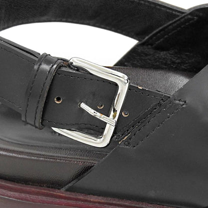 MARNI マルニ レザー クロスストラップ FUSSBETT SANDAL/フスベットサンダル シューズ レディース ブラック×ストーンホワイト 36 シューズ