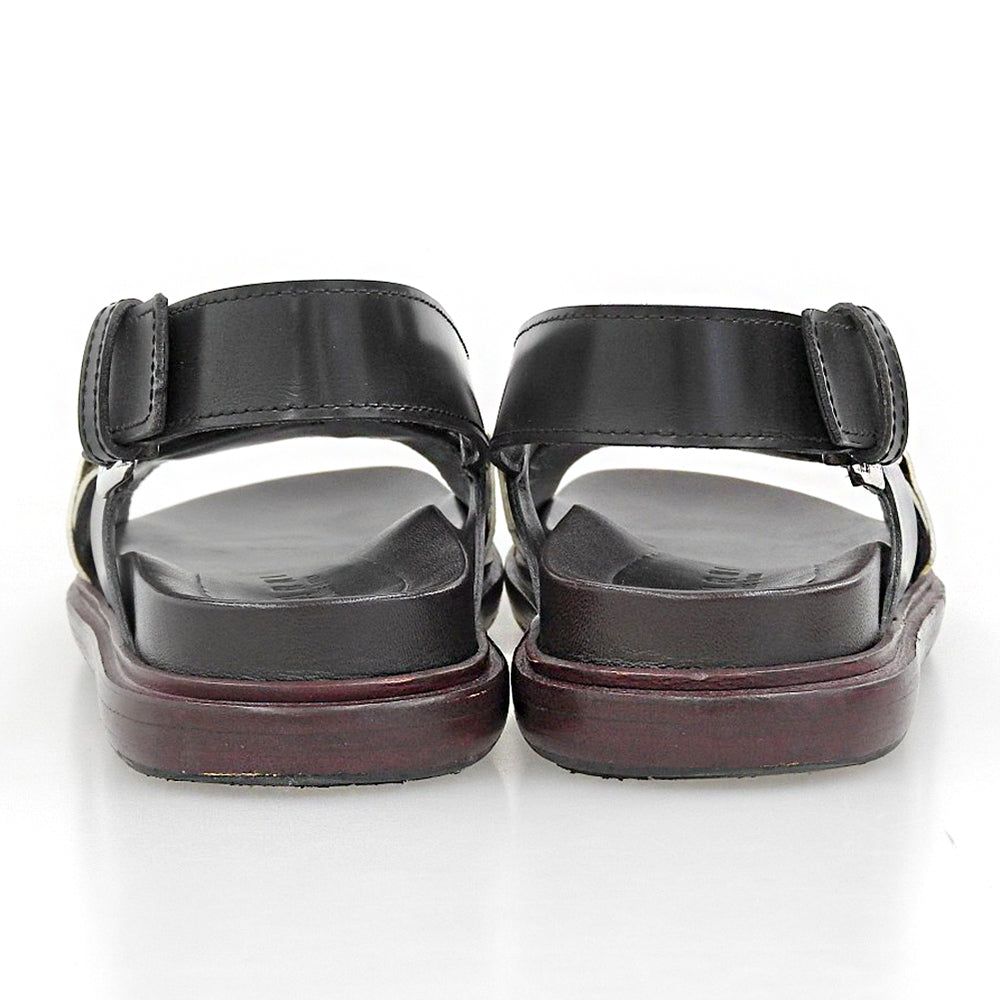 MARNI マルニ レザー クロスストラップ FUSSBETT SANDAL/フスベットサンダル シューズ レディース ブラック×ストーンホワイト 36 シューズ