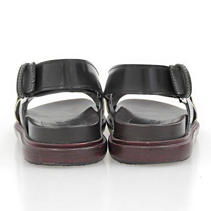 MARNI マルニ レザー クロスストラップ FUSSBETT SANDAL/フスベットサンダル シューズ レディース ブラック×ストーンホワイト 36 シューズ