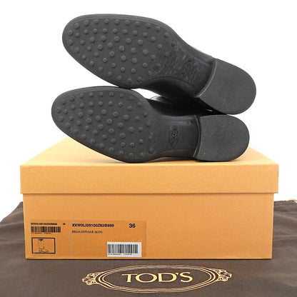 TOD'S トッズ レザー バックルベルト ロングブーツ シューズ レディース 黒 ブラック 36 シューズ