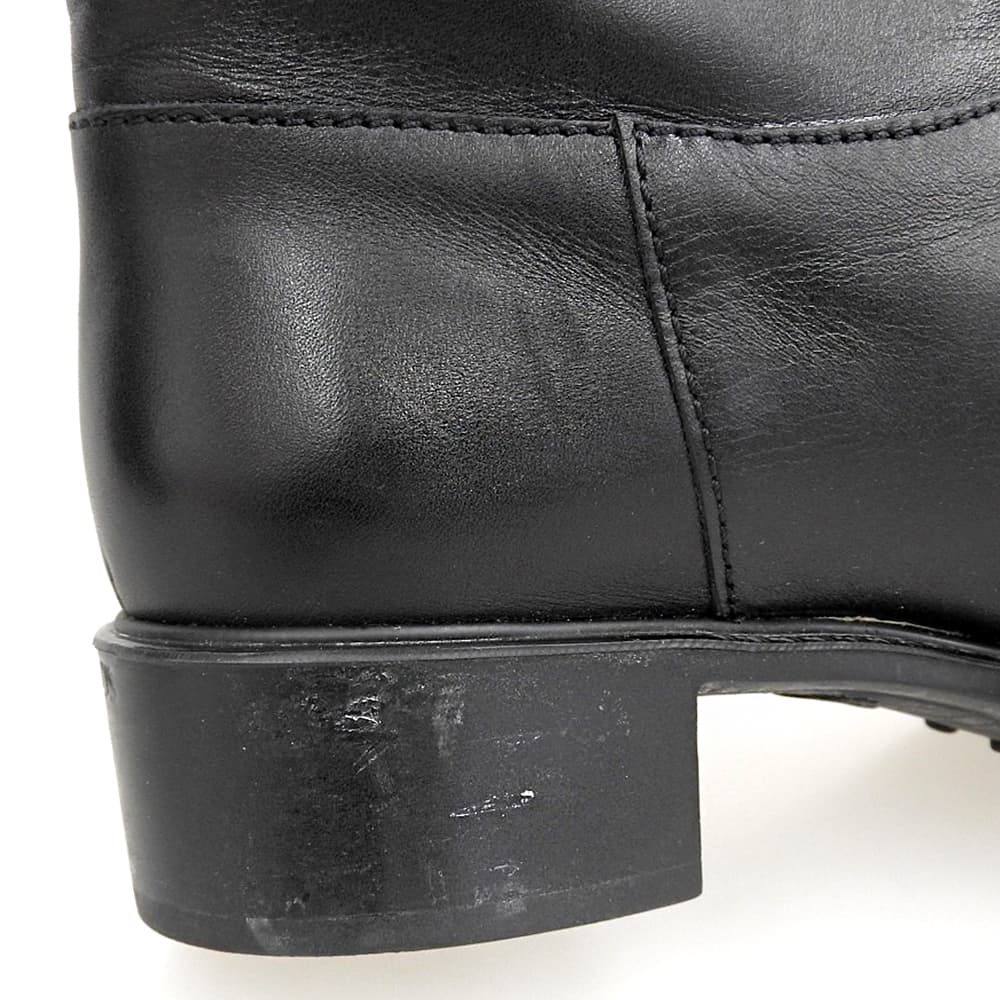 TOD'S トッズ レザー バックルベルト ロングブーツ シューズ レディース 黒 ブラック 36 シューズ
