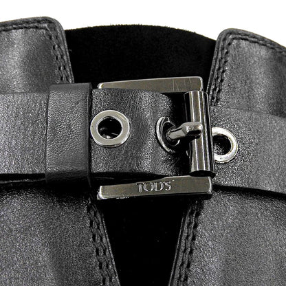 TOD'S トッズ レザー バックルベルト ロングブーツ シューズ レディース 黒 ブラック 36 シューズ