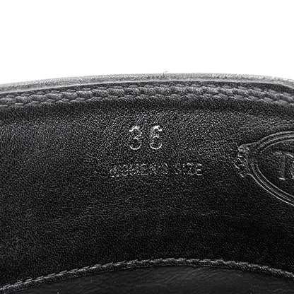 TOD'S トッズ レザー バックルベルト ロングブーツ シューズ レディース 黒 ブラック 36 シューズ