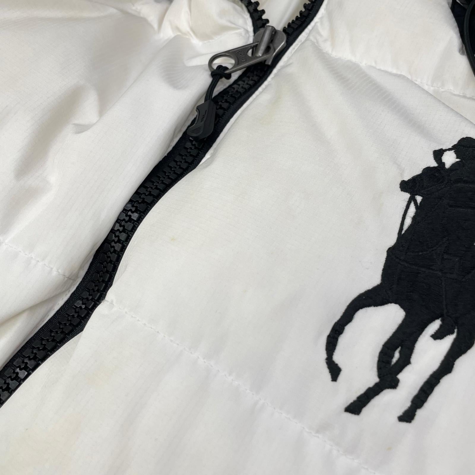 POLObyRalphLauren ポロラルフローレン ホワイト ナイロン BIG PONY フーデッドダウンジャケット ジャケット