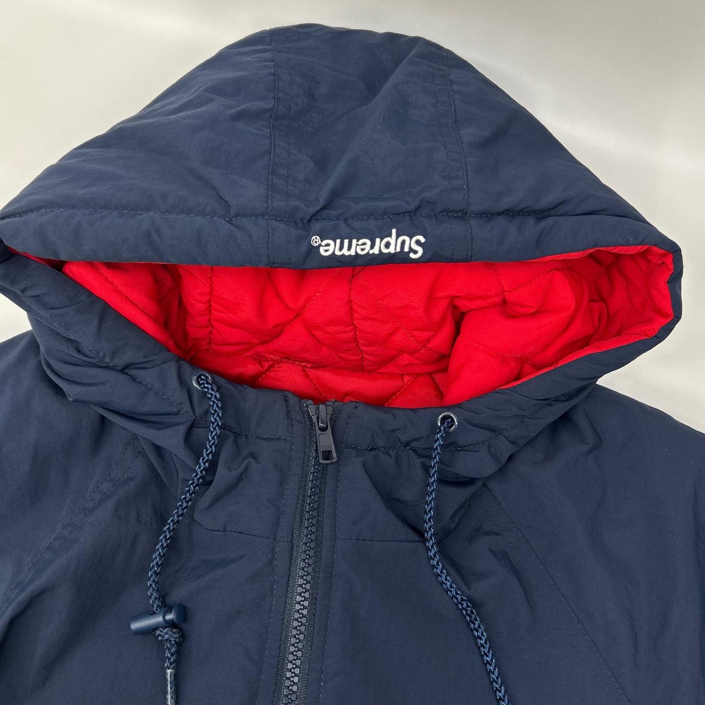 Supreme シュプリーム 18SS ネイビー×レッド スクリプトロゴ フーディジャケット ジャケット