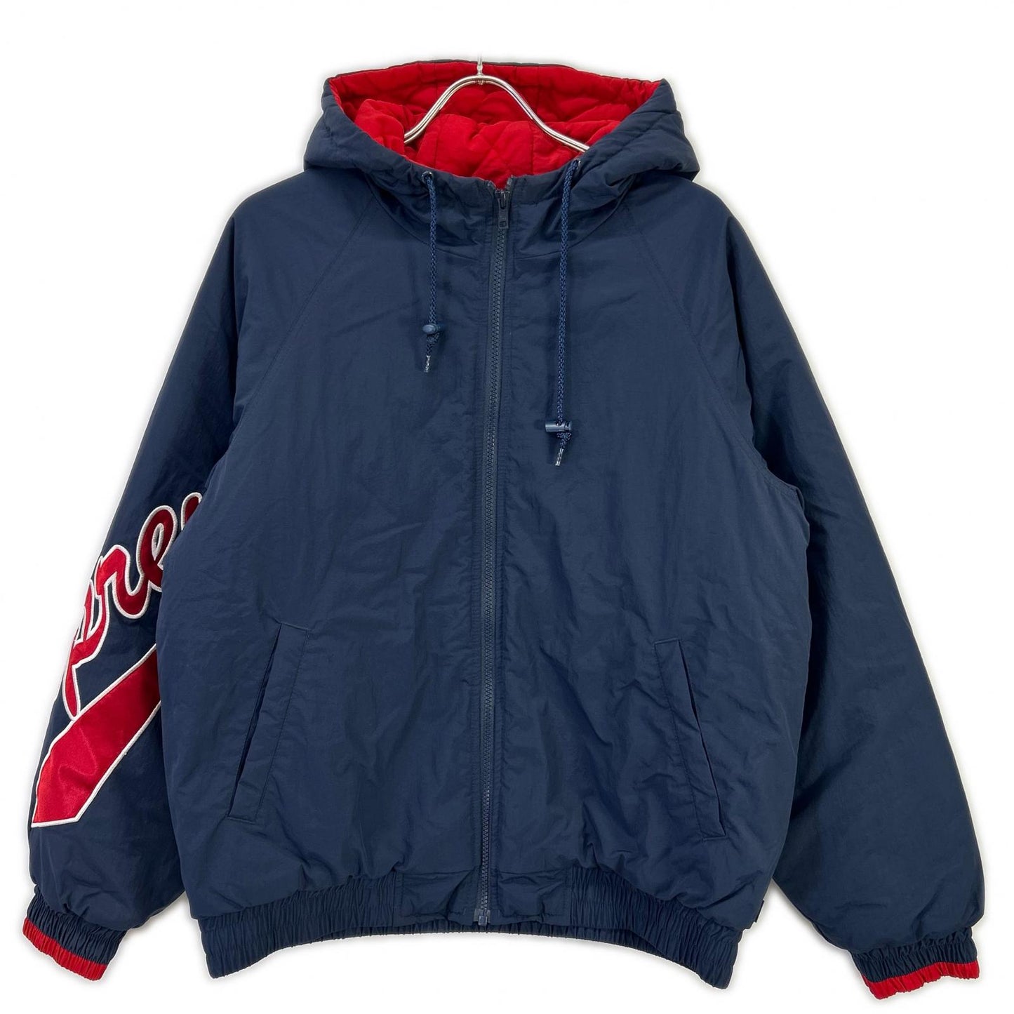 Supreme シュプリーム 18SS ネイビー×レッド スクリプトロゴ フーディジャケット ジャケット