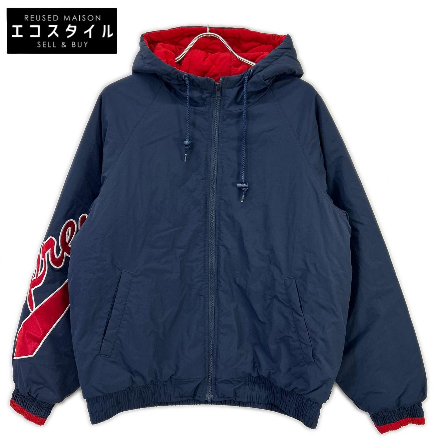 Supreme シュプリーム 18SS ネイビー×レッド スクリプトロゴ フーディジャケット ジャケット