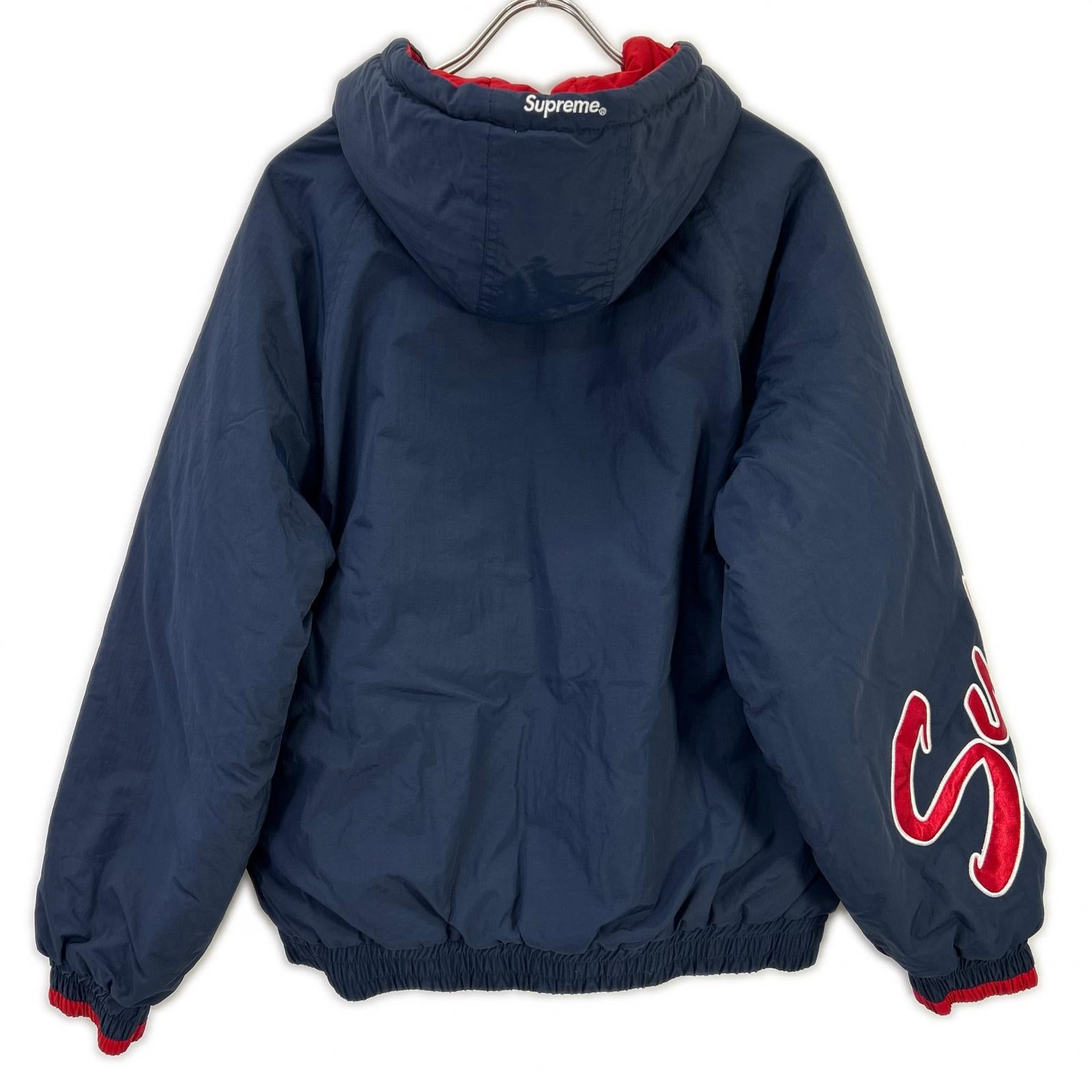 Supreme シュプリーム 18SS ネイビー×レッド スクリプトロゴ フーディジャケット ジャケット
