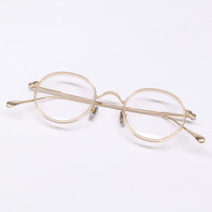KameManNen 【Like New】KMN139 Titanium Combination Soft-Rim Panto-Shaped Eyewear