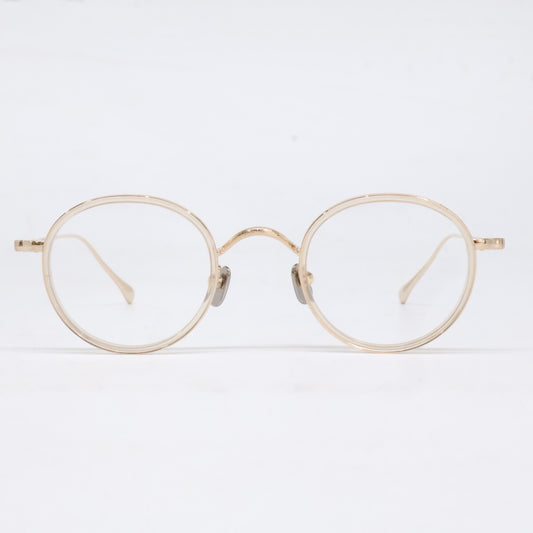 KameManNen 【Like New】KMN139 Titanium Combination Soft-Rim Panto-Shaped Eyewear