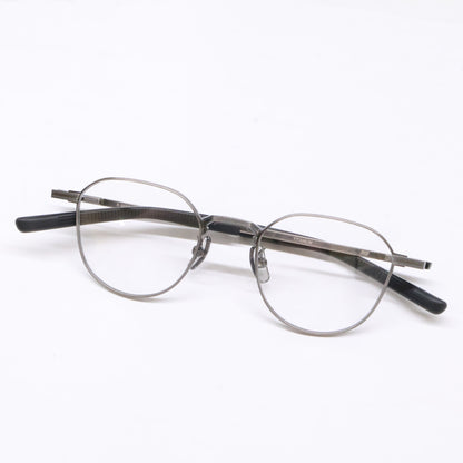 999.9 【Like New】S-955T Titanium Metal-Frame Crown Panto-Shaped Eyewear with Reverse-R Hinges