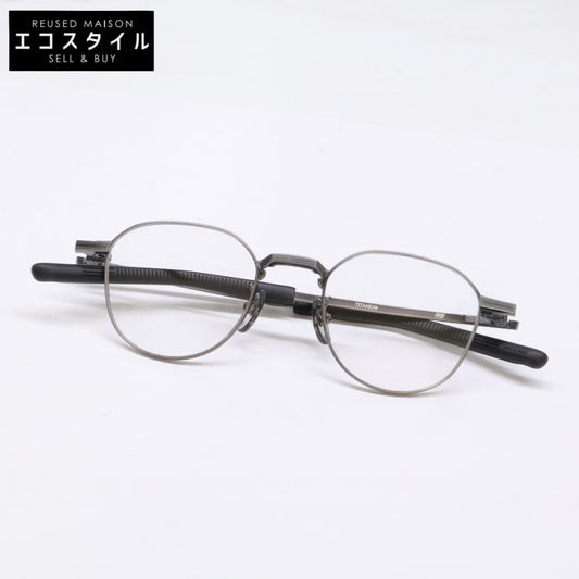 999.9 フォーナインズ 【新品同様】S-955T チタン メタルフレーム 逆Rヒンジ クラウンパントシェイプ アイウェア 眼鏡