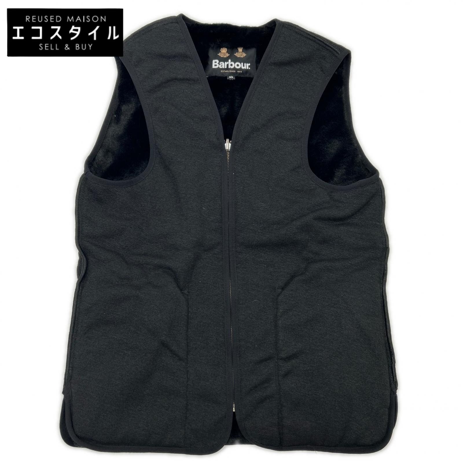 Barbour バブアー 232MLI0035 ブラック アクリル フロントジップ ファー ライナー ベスト ベスト