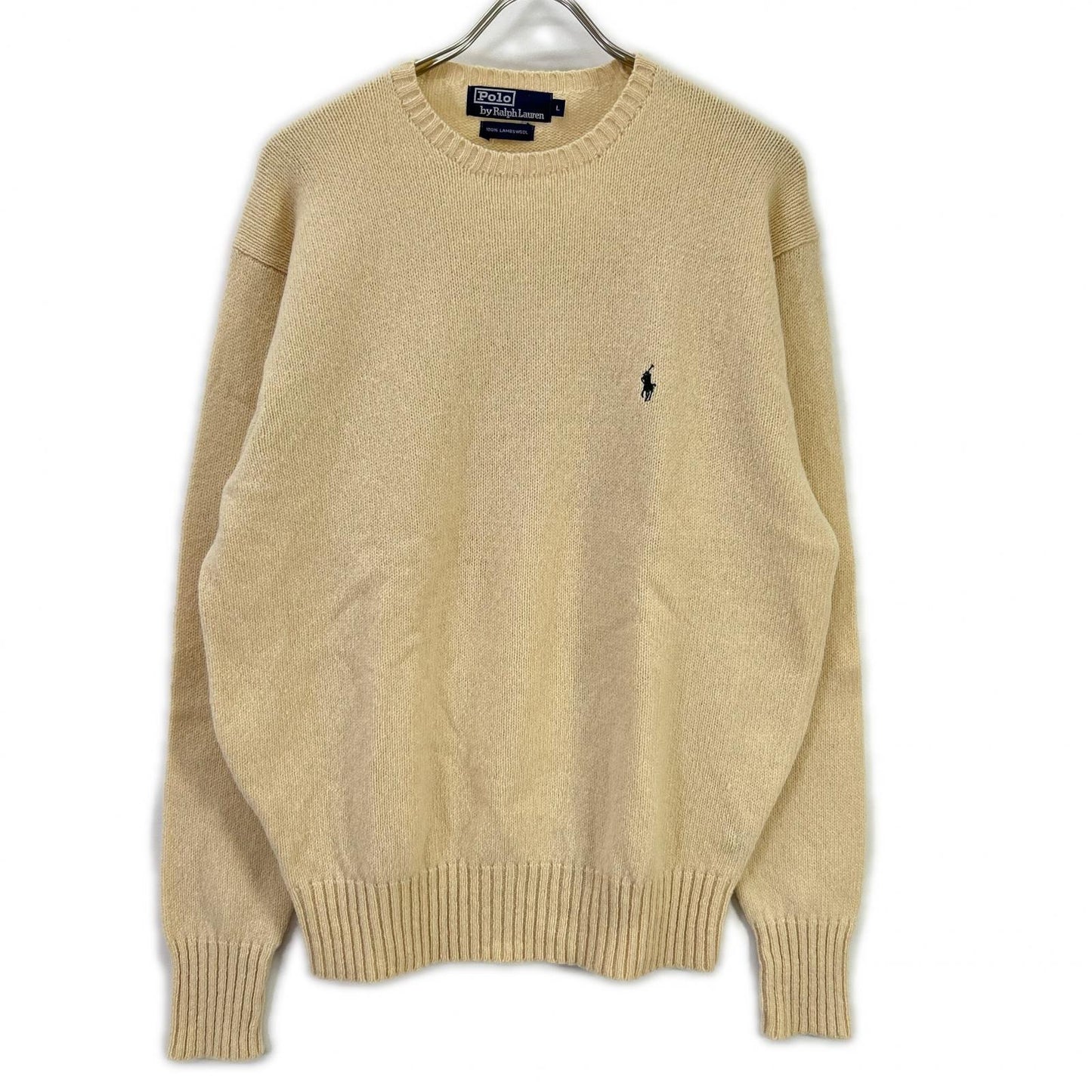 POLObyRalphLauren ポロラルフローレン 90's アイボリー ラムウール クルーネックニット トップス