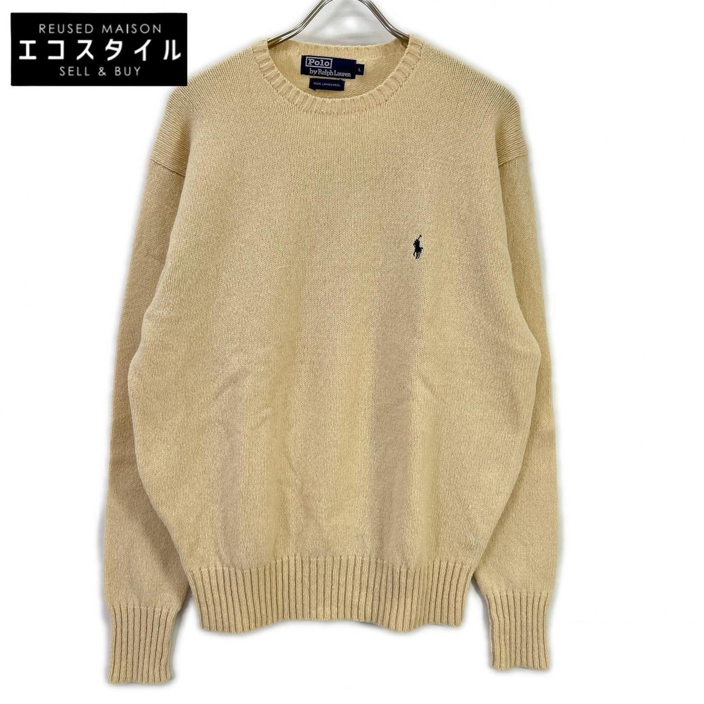 POLObyRalphLauren ポロラルフローレン 90's アイボリー ラムウール クルーネックニット トップス