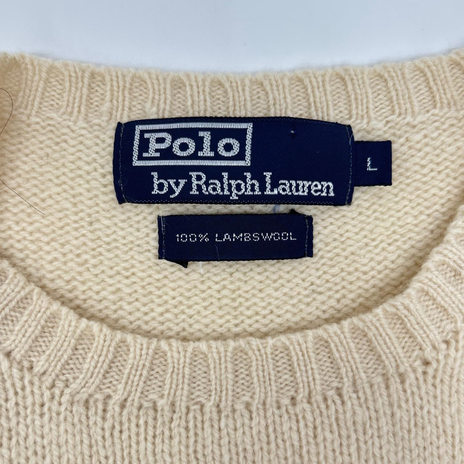 POLObyRalphLauren ポロラルフローレン 90's アイボリー ラムウール クルーネックニット トップス