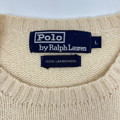 POLObyRalphLauren ポロラルフローレン 90's アイボリー ラムウール クルーネックニット トップス