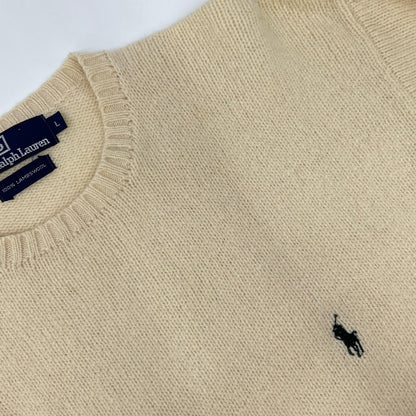 POLObyRalphLauren ポロラルフローレン 90's アイボリー ラムウール クルーネックニット トップス