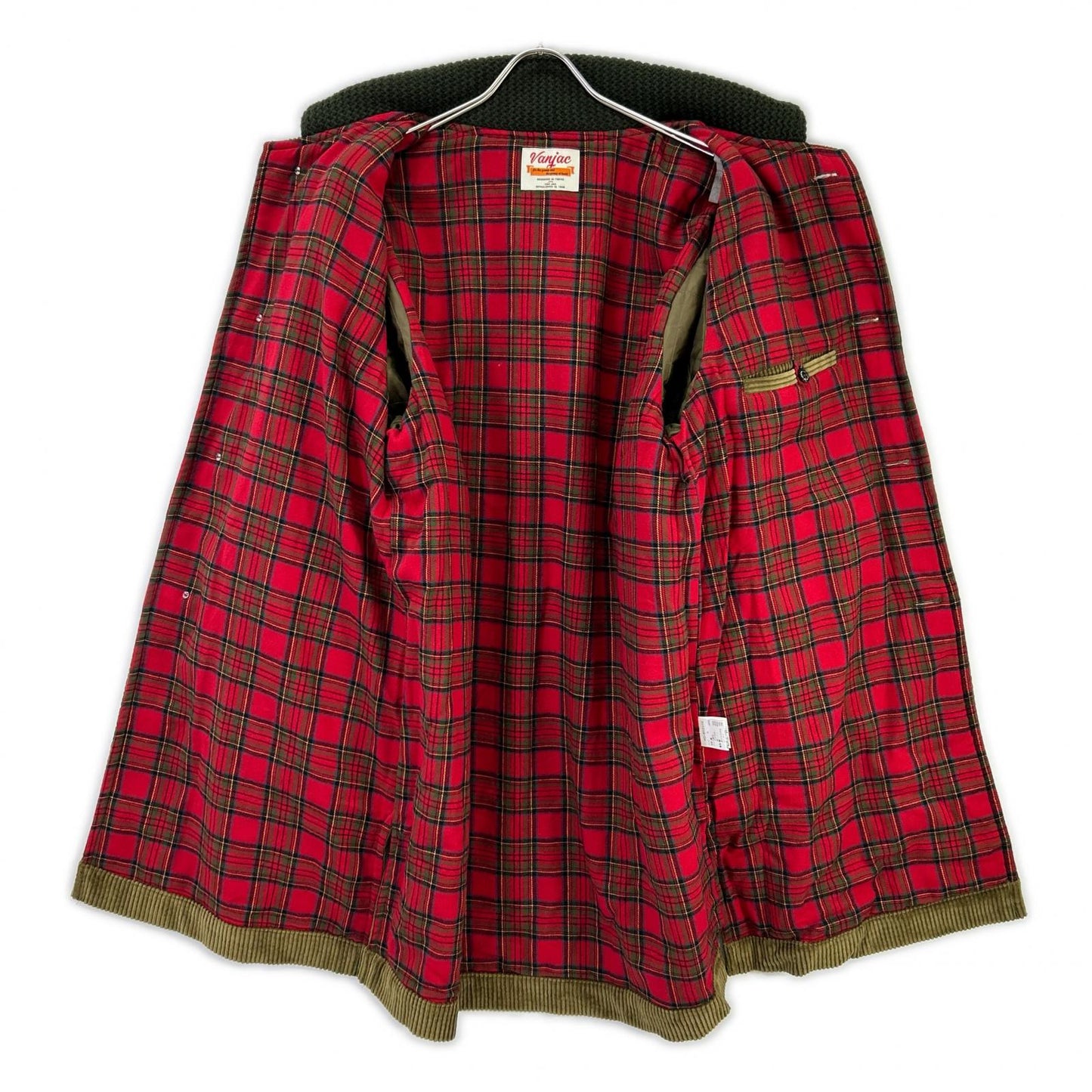 VAN JACKET ヴァンジャケット VAN JAC KC-825505 カーキ コットン チェックライニング 太畝コーデュロイ スパニッシュカラーコート コート