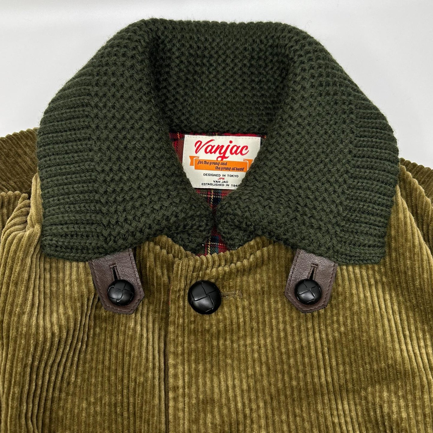 VAN JACKET ヴァンジャケット VAN JAC KC-825505 カーキ コットン チェックライニング 太畝コーデュロイ スパニッシュカラーコート コート