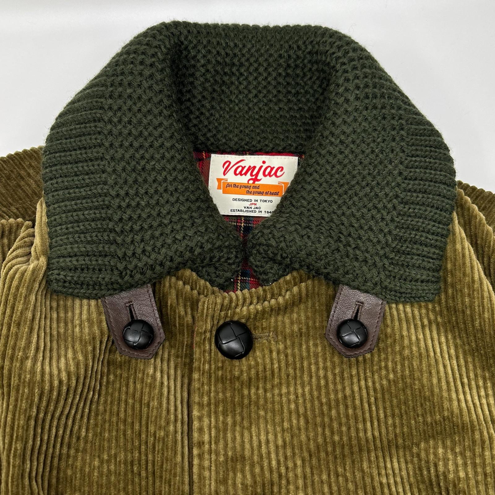 VAN JACKET ヴァンジャケット VAN JAC KC-825505 カーキ コットン チェックライニング 太畝コーデュロイ スパニッシュカラーコート コート