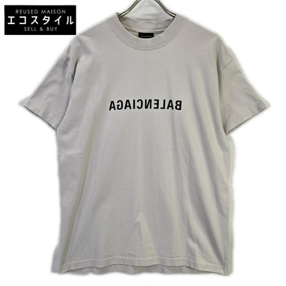 BALENCIAGA バレンシアガ 23AW HT82 612965 TNVV8 ホワイト コットン ミラーロゴプリント ショートスリーブカットソー トップス