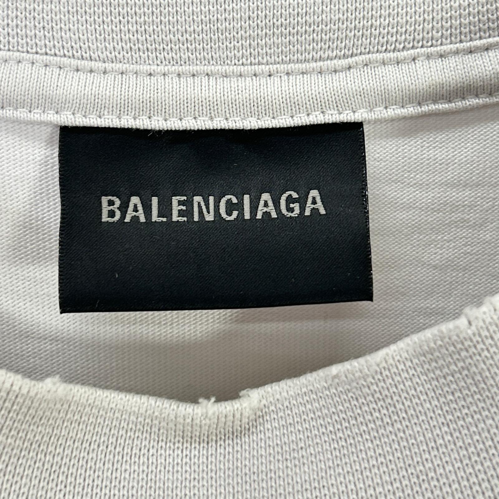 BALENCIAGA バレンシアガ 23AW HT82 612965 TNVV8 ホワイト コットン ミラーロゴプリント ショートスリーブカットソー トップス