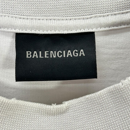 BALENCIAGA バレンシアガ 23AW HT82 612965 TNVV8 ホワイト コットン ミラーロゴプリント ショートスリーブカットソー トップス