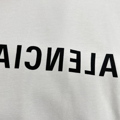 BALENCIAGA バレンシアガ 23AW HT82 612965 TNVV8 ホワイト コットン ミラーロゴプリント ショートスリーブカットソー トップス