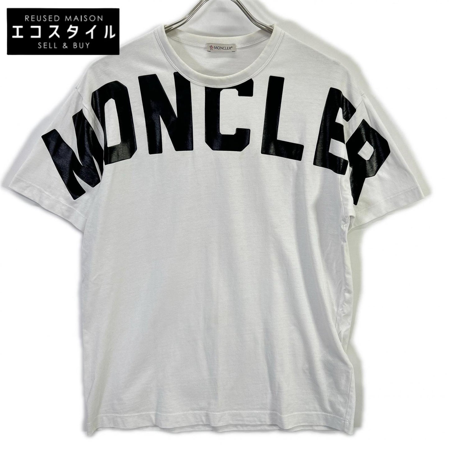 MONCLER モンクレール ホワイト コットン MAGLIA T-SHIRT ロゴプリント ショートスリーブカットソー トップス
