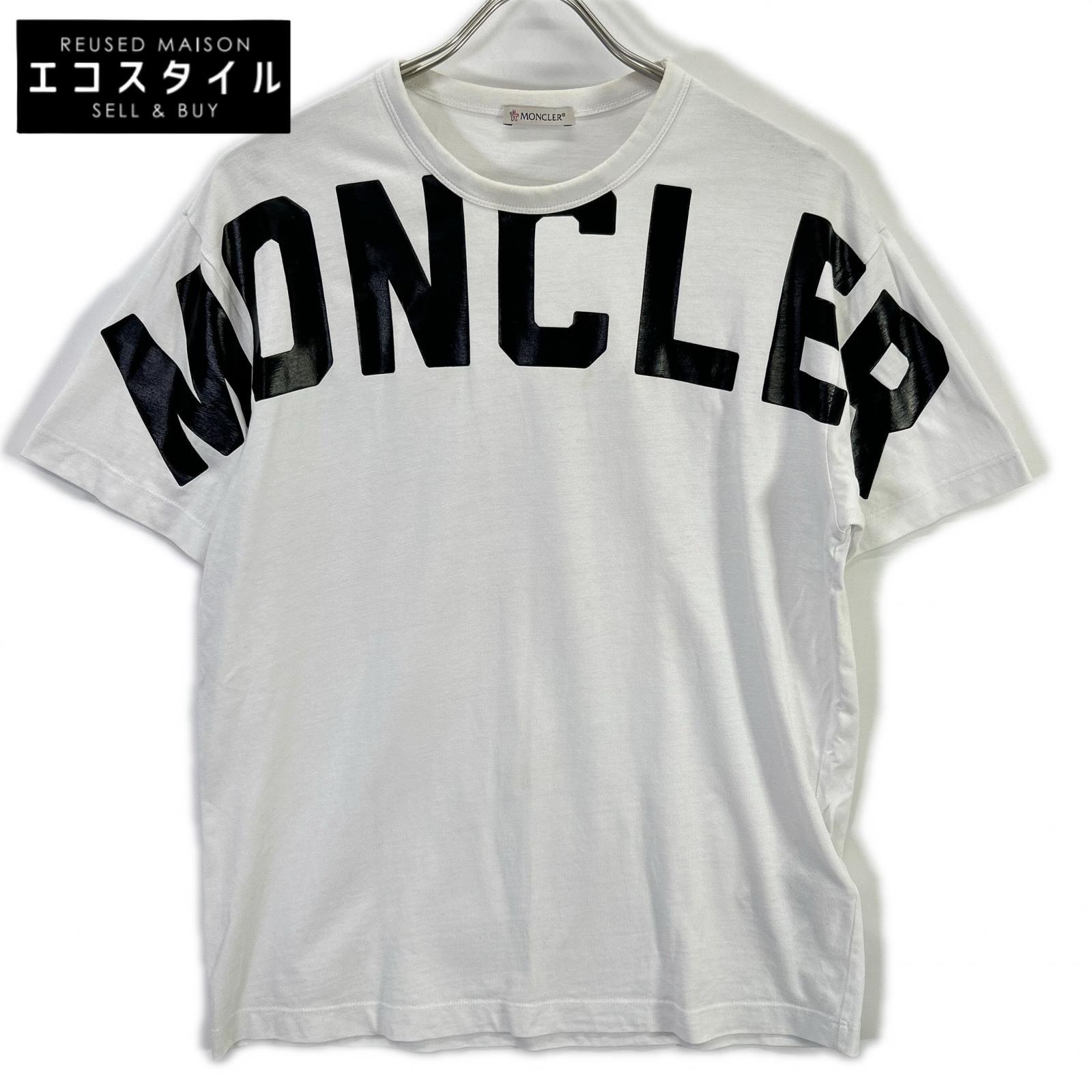 MONCLER モンクレール ホワイト コットン MAGLIA T-SHIRT ロゴプリント ショートスリーブカットソー トップス