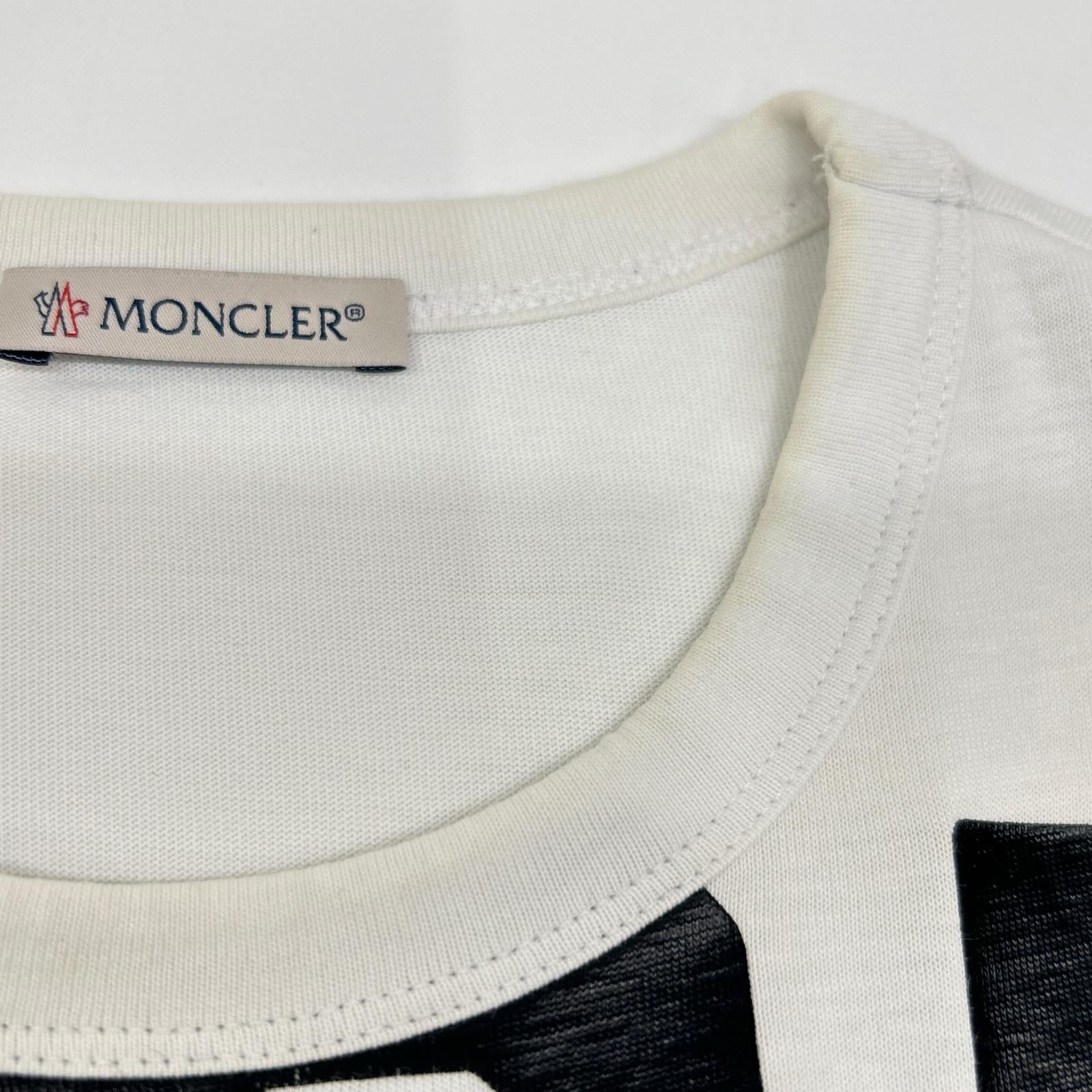 MONCLER モンクレール ホワイト コットン MAGLIA T-SHIRT ロゴプリント ショートスリーブカットソー トップス