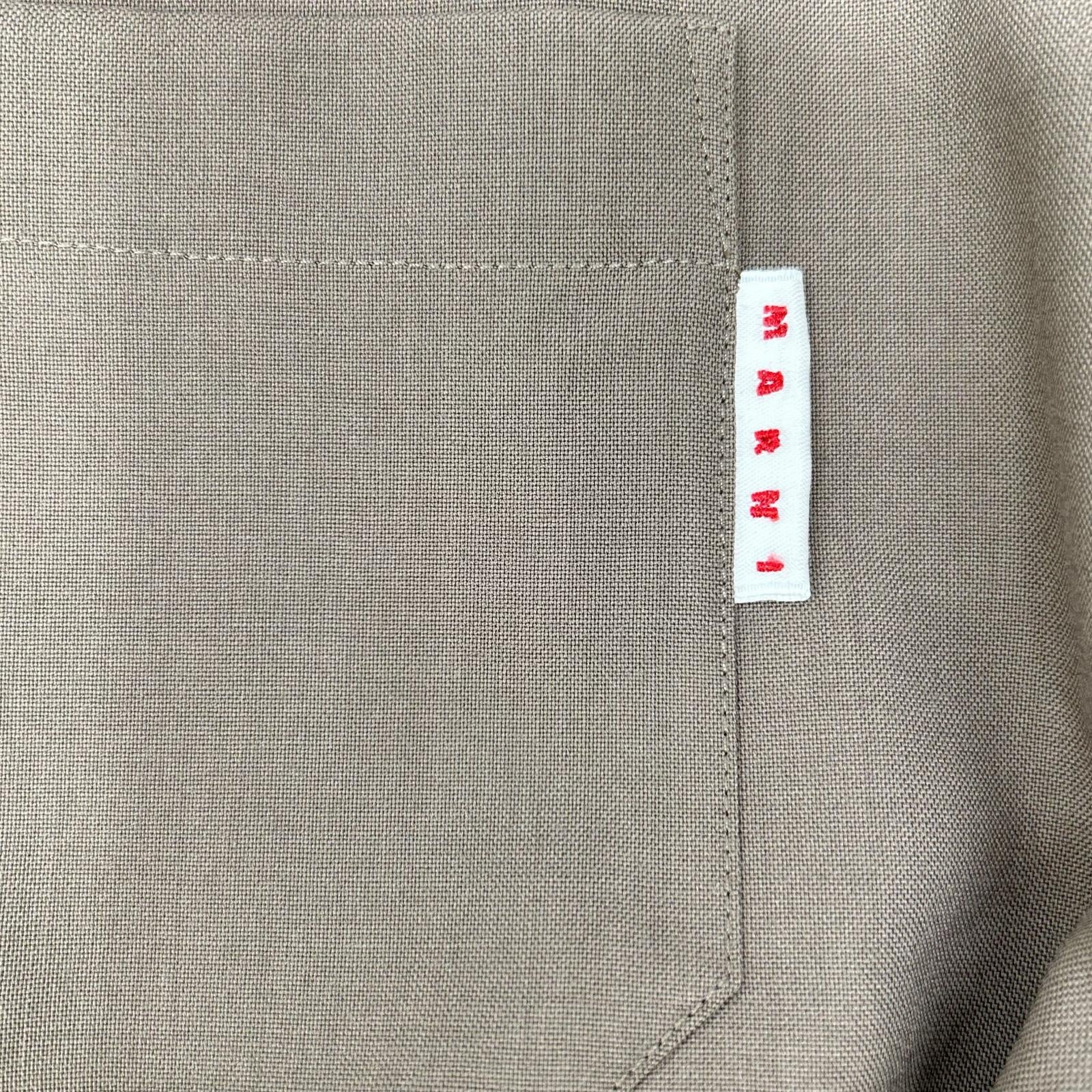 MARNI マルニ CUMU0213QU カーキ×ベージュ ウール バイカラーボーリングシャツ トップス