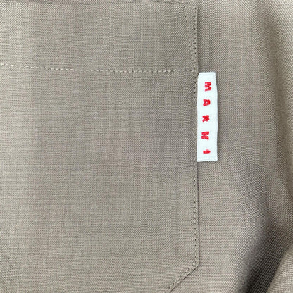 MARNI マルニ CUMU0213QU カーキ×ベージュ ウール バイカラーボーリングシャツ トップス