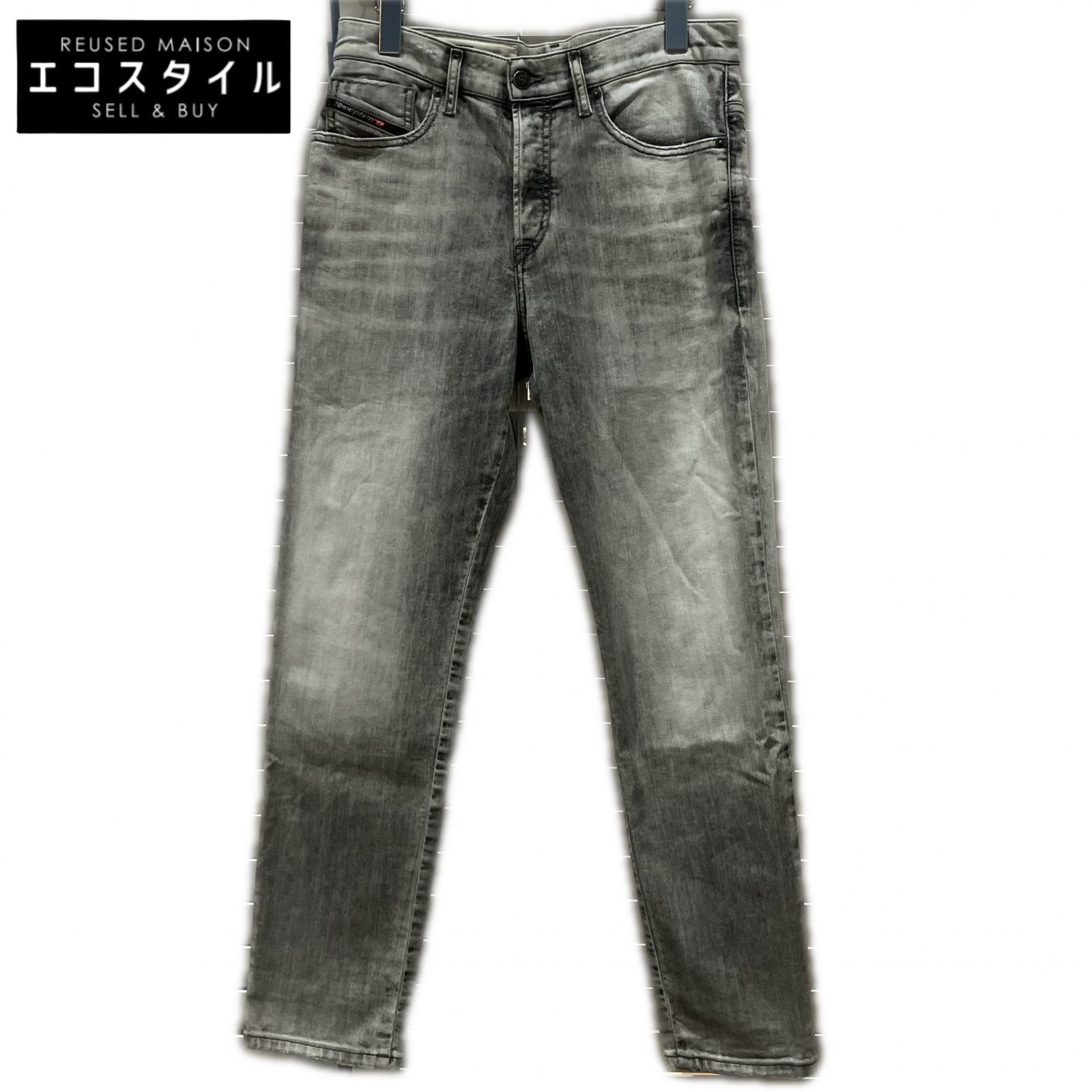 DIESEL ディーゼル ホワイト×ブラック ストレッチコットン D-FINING テーパードデニムパンツ ボトムス