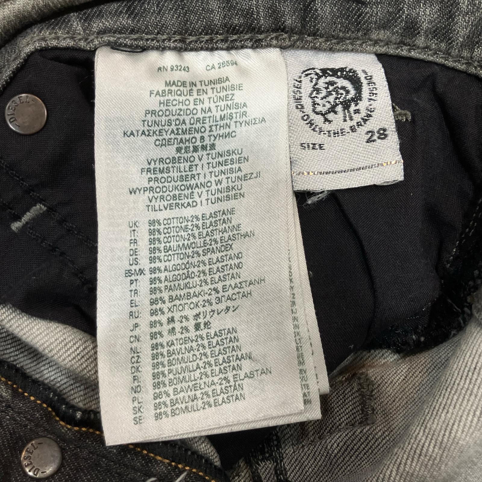 DIESEL ディーゼル ホワイト×ブラック ストレッチコットン D-FINING テーパードデニムパンツ ボトムス
