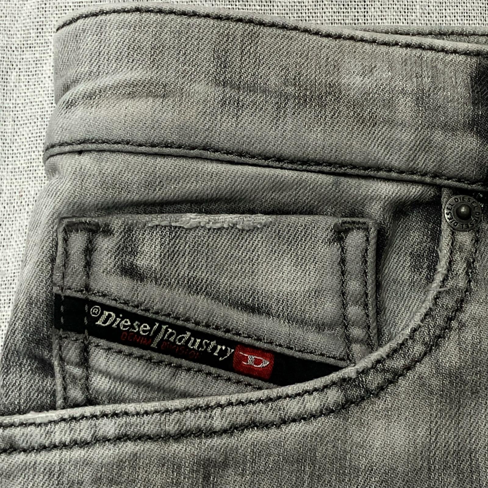 DIESEL ディーゼル ホワイト×ブラック ストレッチコットン D-FINING テーパードデニムパンツ ボトムス