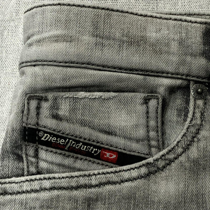 DIESEL ディーゼル ホワイト×ブラック ストレッチコットン D-FINING テーパードデニムパンツ ボトムス